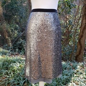 NIC+ZOE Twinkle Night Silvery Sequin Skirt Size 2 New